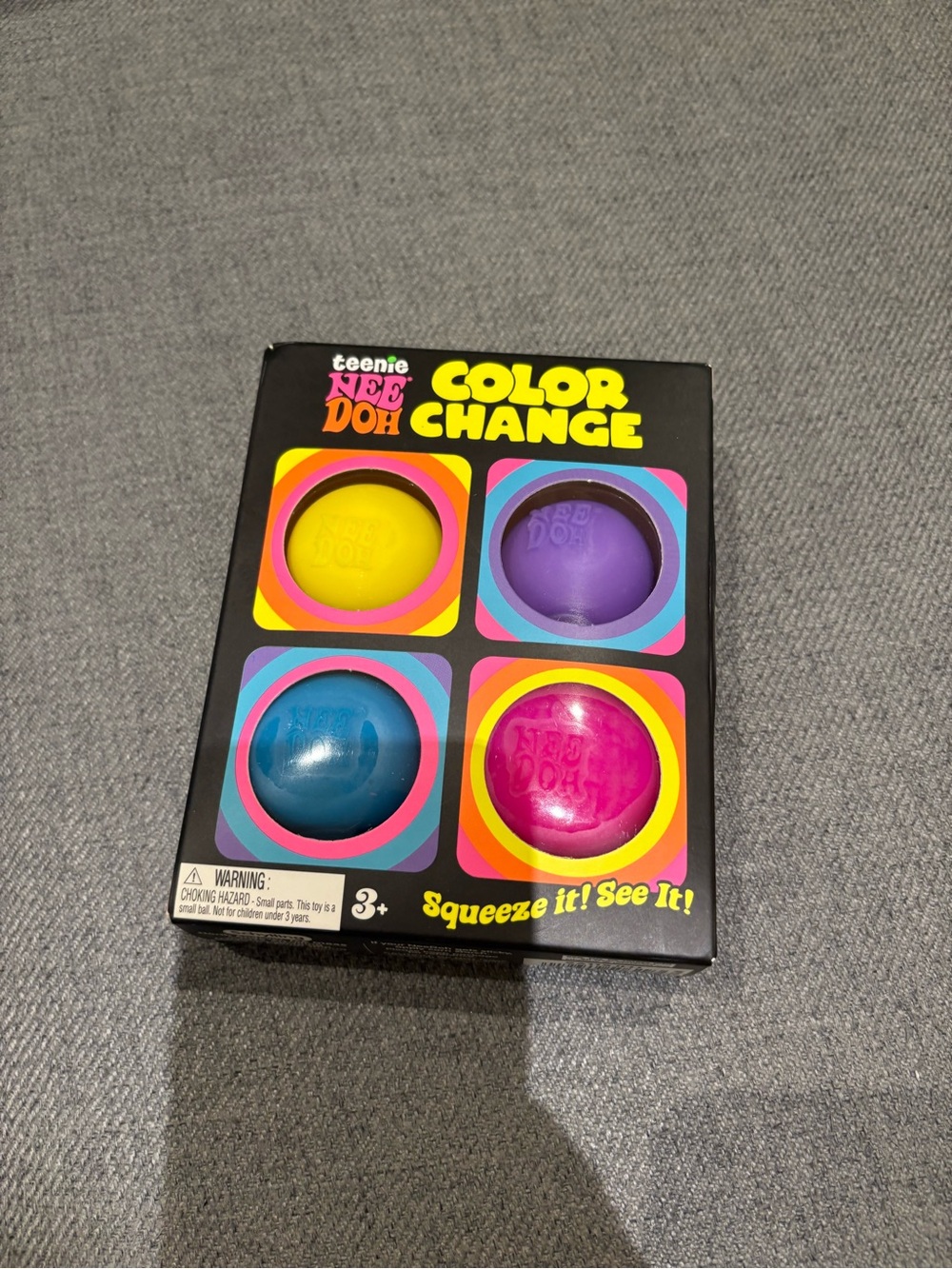Needoh Color Change Squishy Balls - Yellow, Purple, Blue, Pink